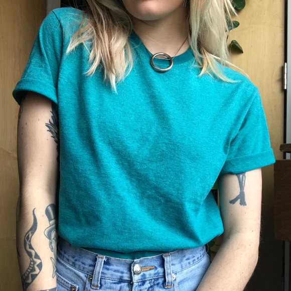 Teal // Aqua heathered tee 💫 - Picture 7 of 7